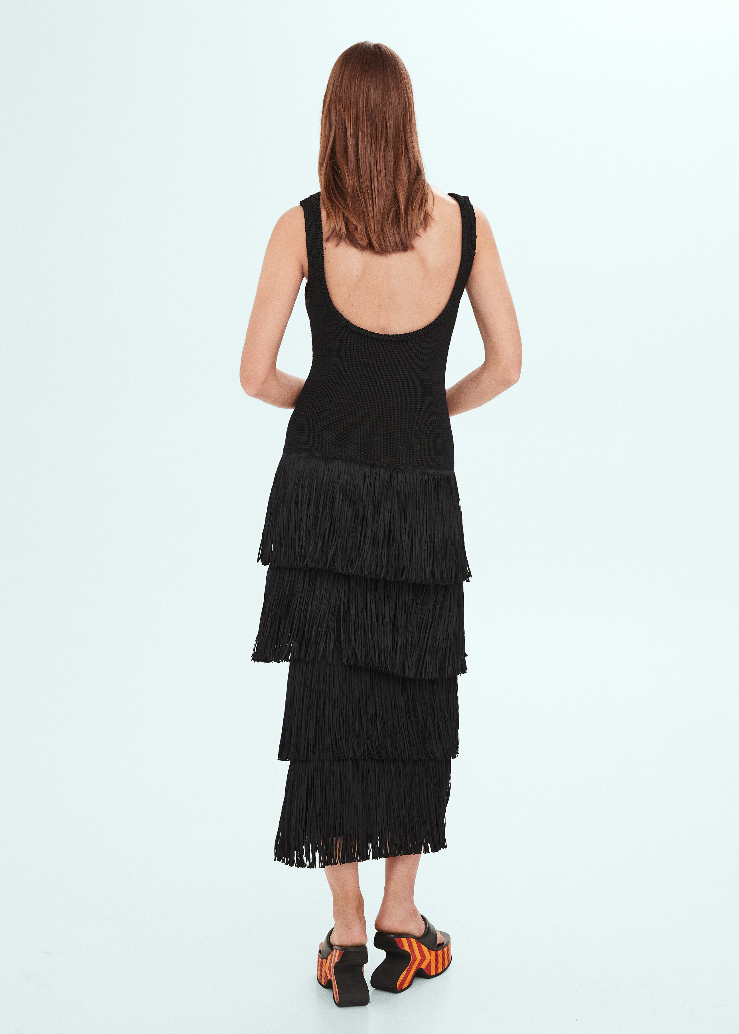Knitted dress with fringe design - Reverse of the article