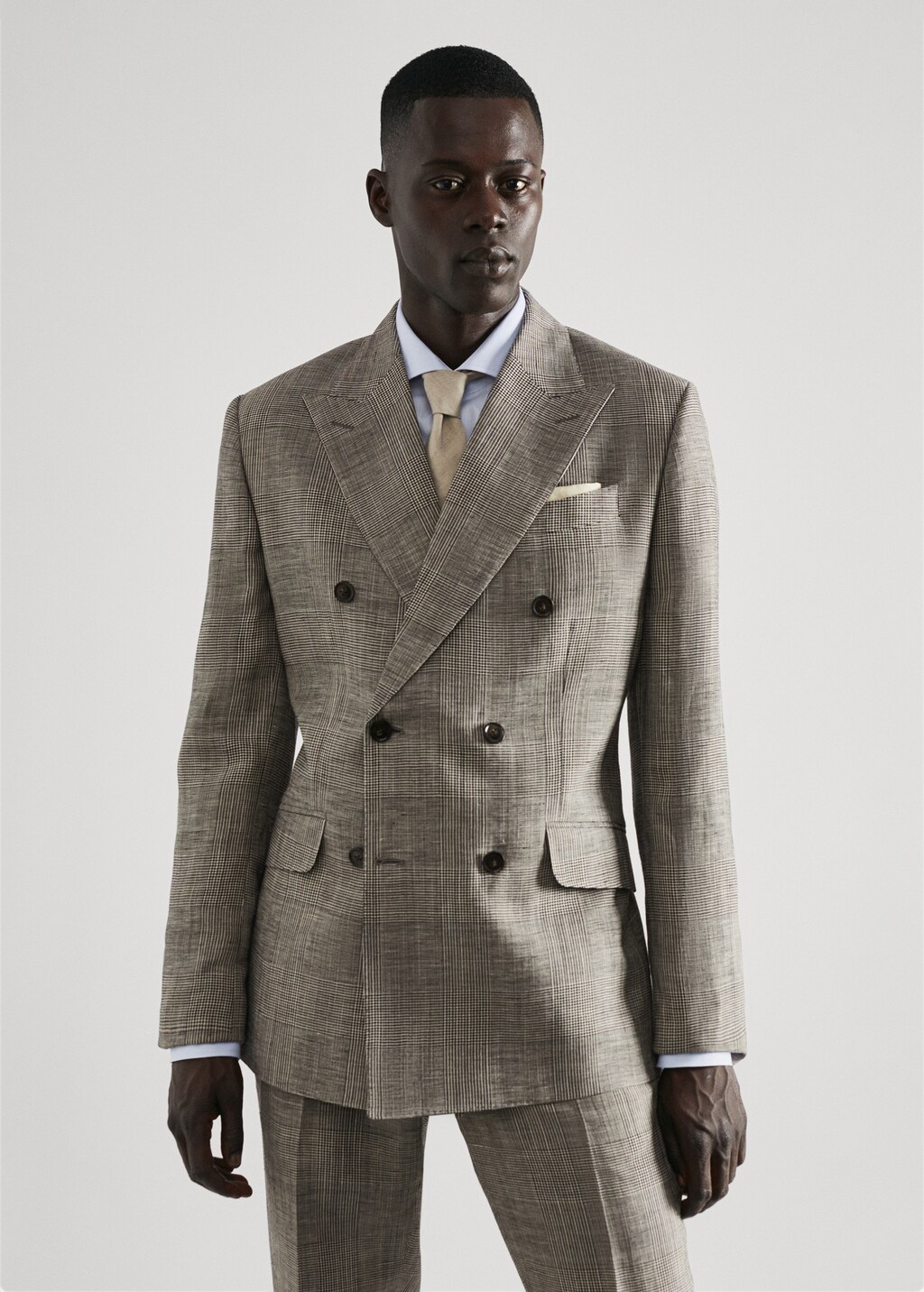 Check linen suit jacket - Medium plane