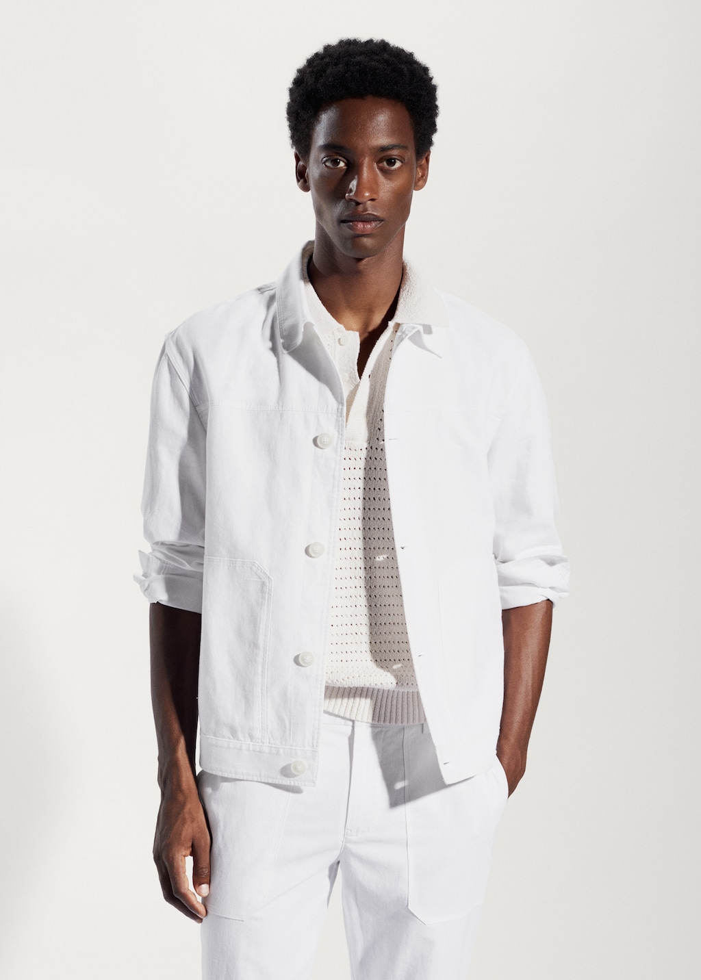 Pocket linen cotton jacket - Medium plane