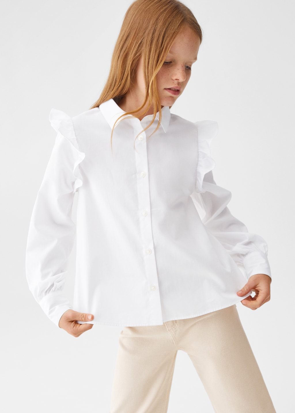 Ruffled cotton shirt - Medium plane