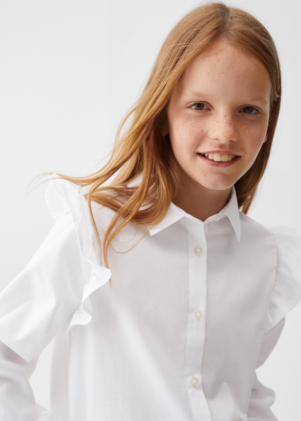 Camisa blanca niña mango sale