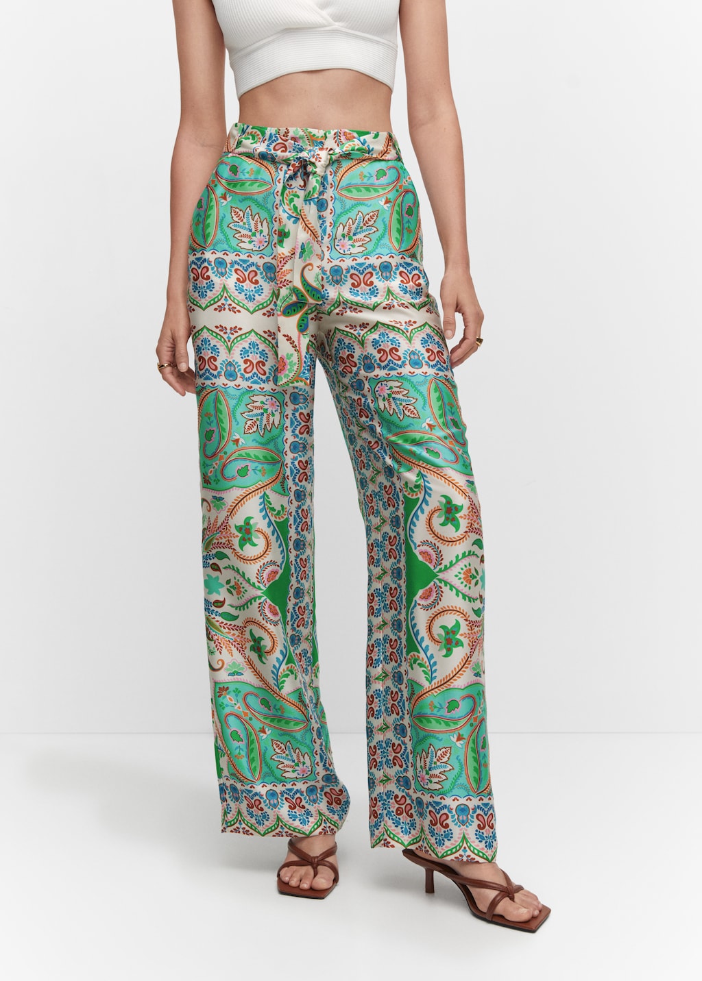 Satin printed trousers - Medium plane