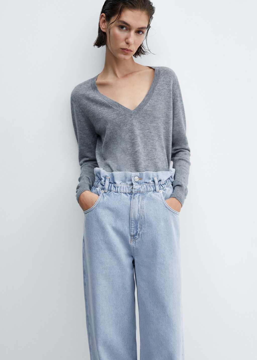 Waist straight Slouchy jeans - Details of the article 1