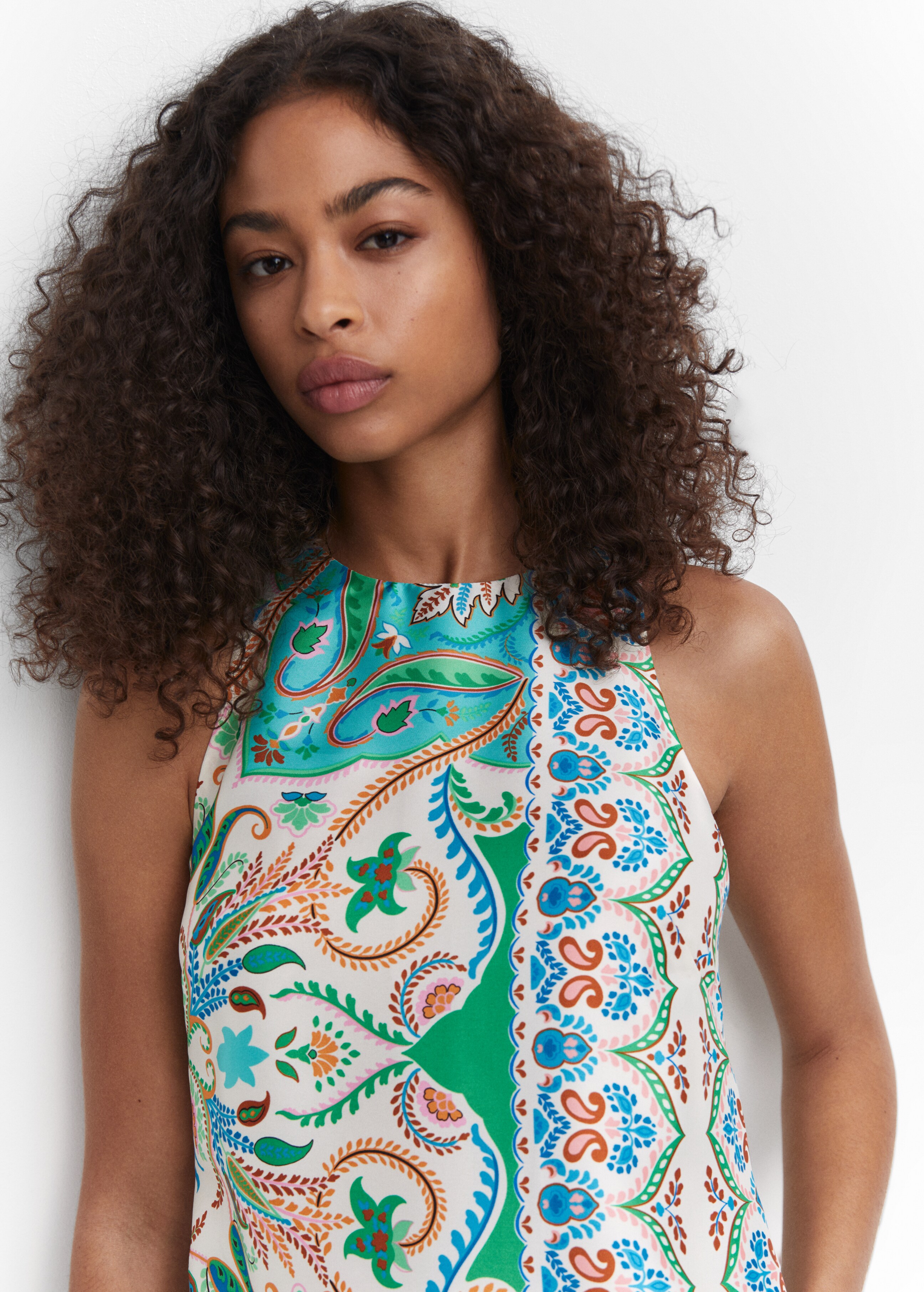 Paisley-print satin dress - Details of the article 1
