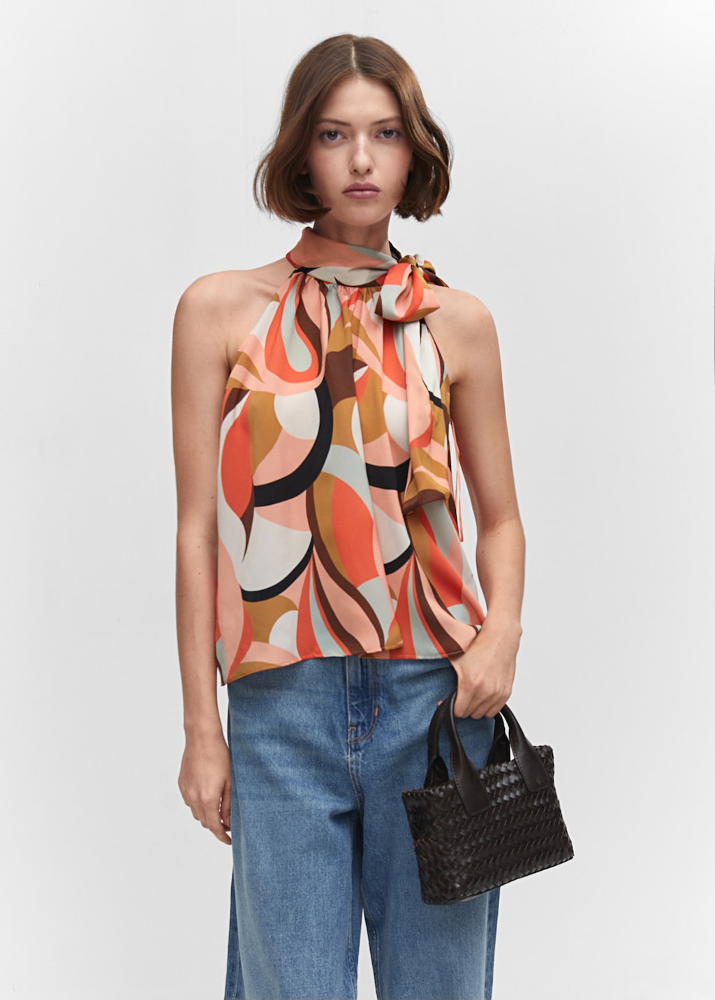 Halter neck blouse with bow - Medium plane