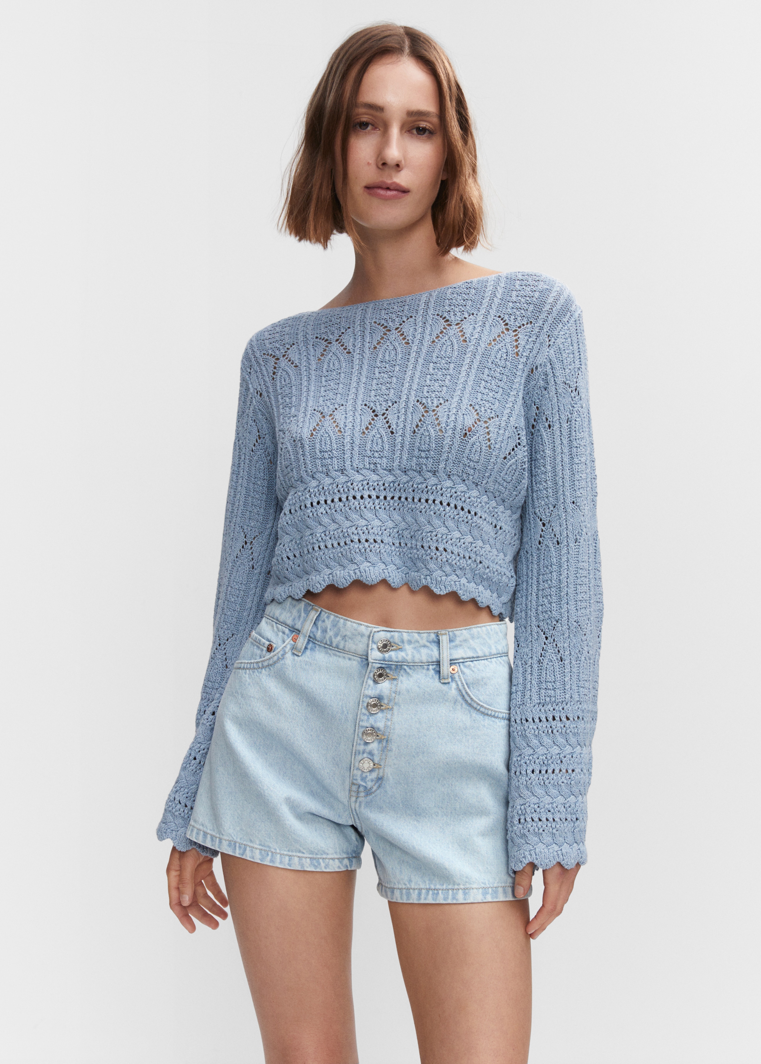 Short en jean boutons - Plan moyen