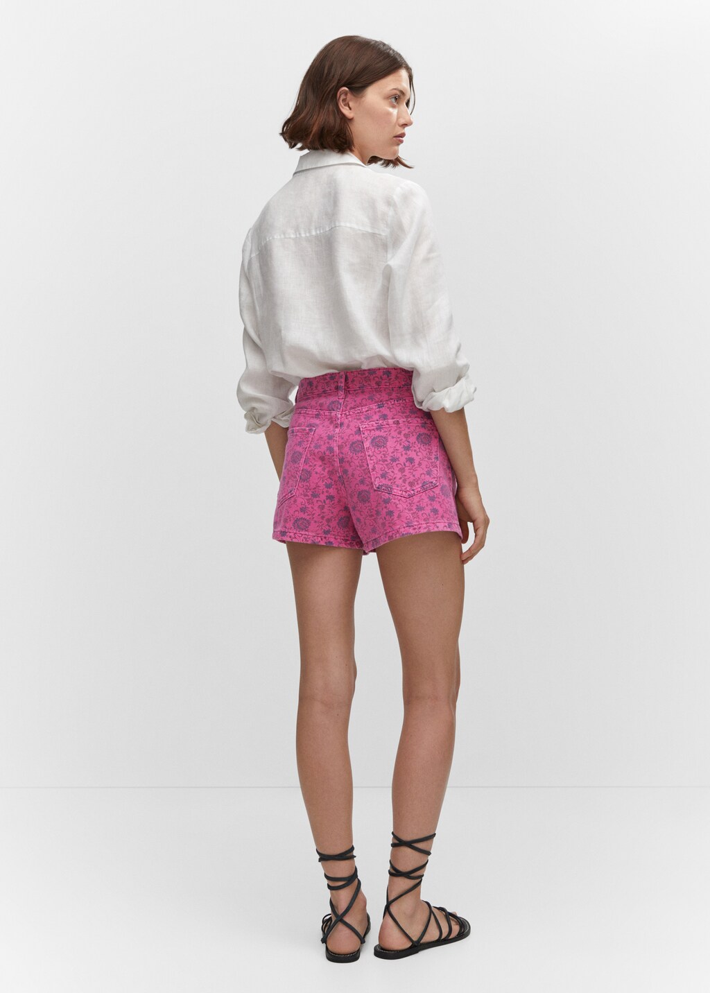 Printed denim shorts - Reverse of the article