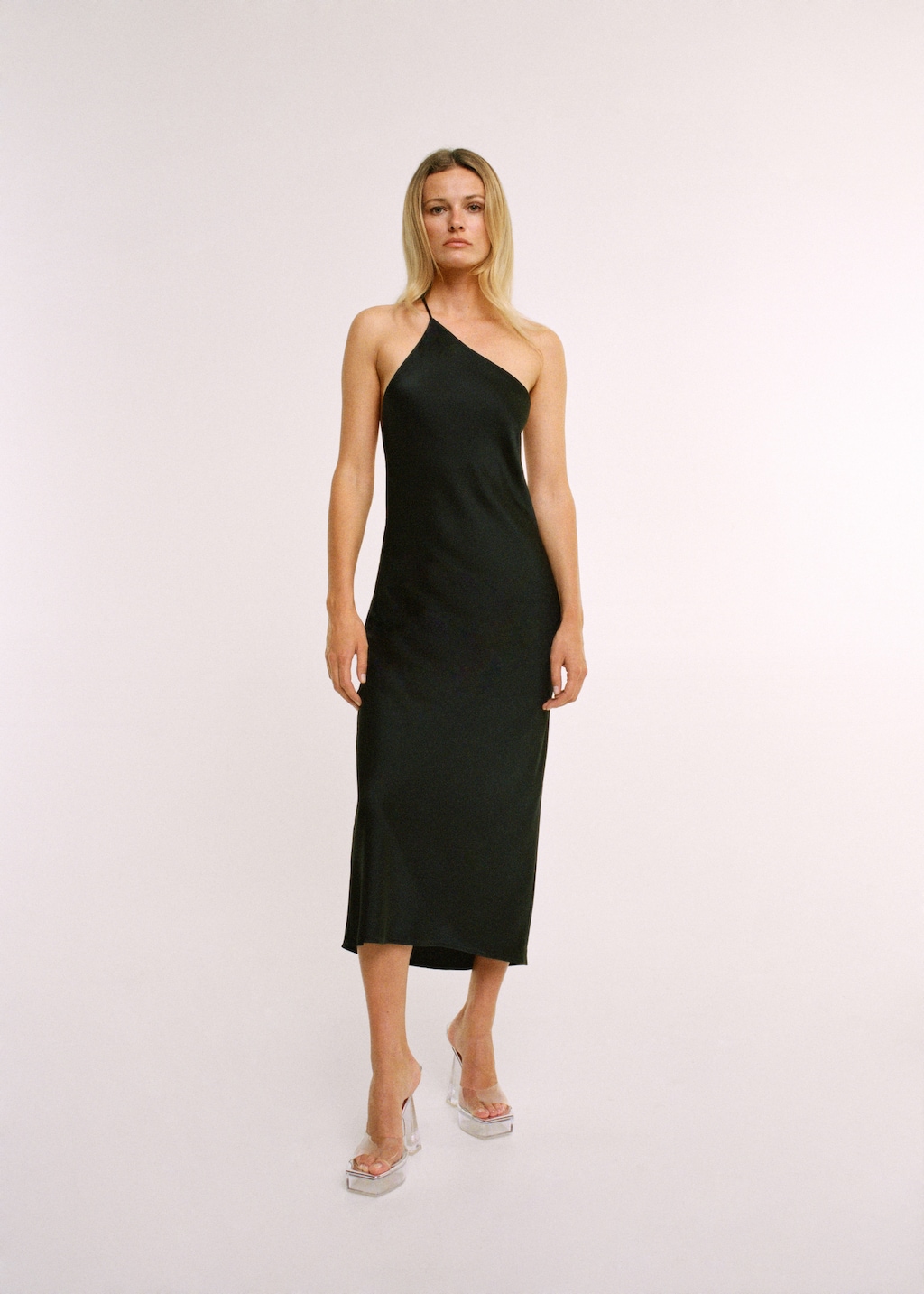 Mango black satin dress fashion