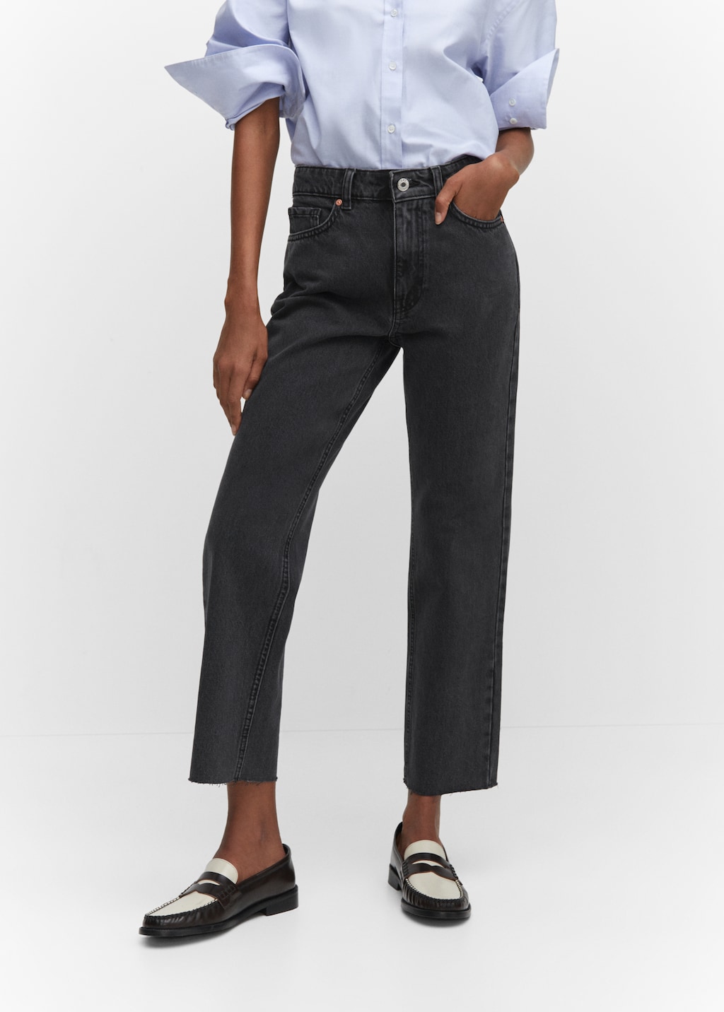 Straight-fit cropped jeans - Medium plane