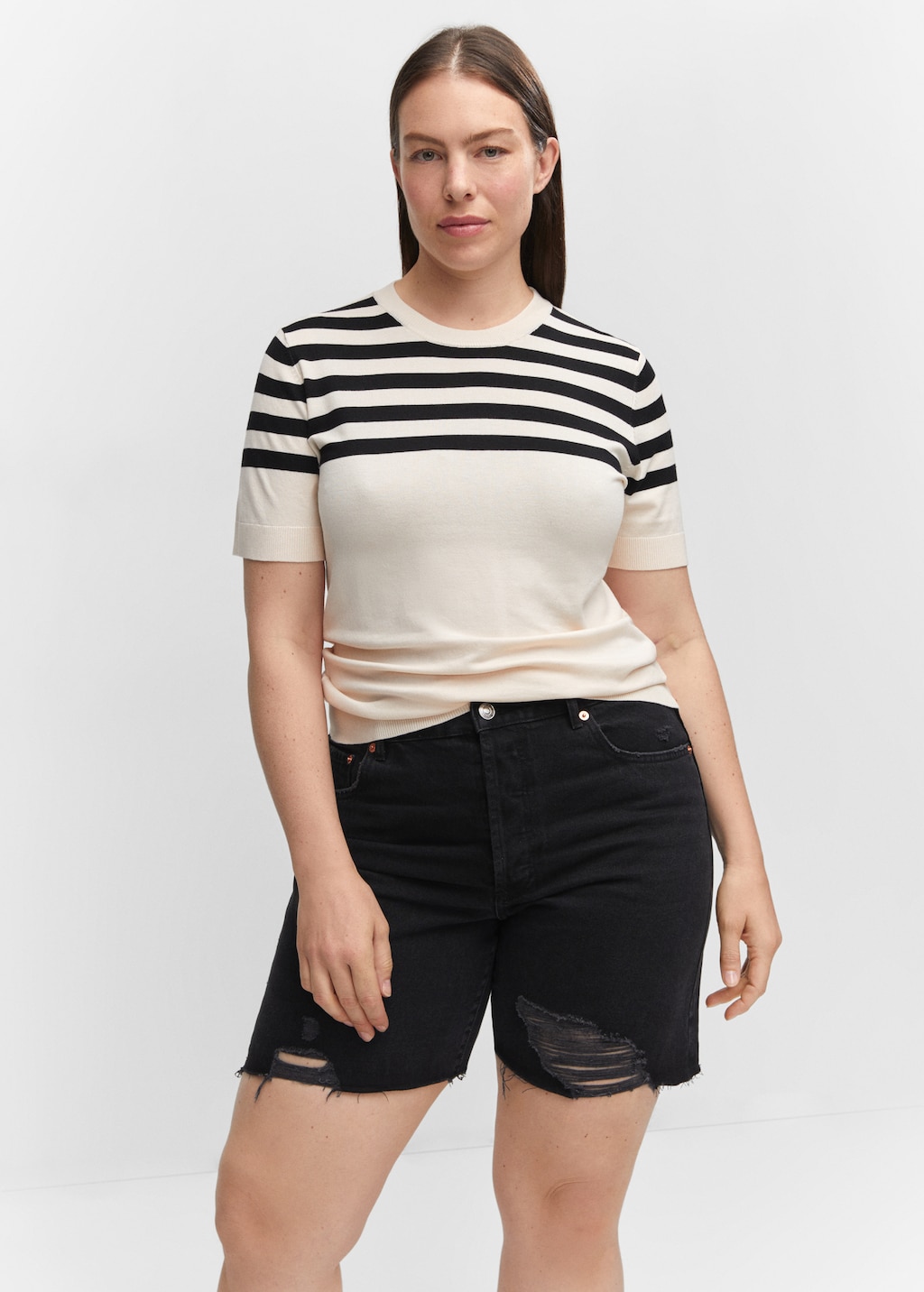 Striped short-sleeved sweater - Details of the article 5