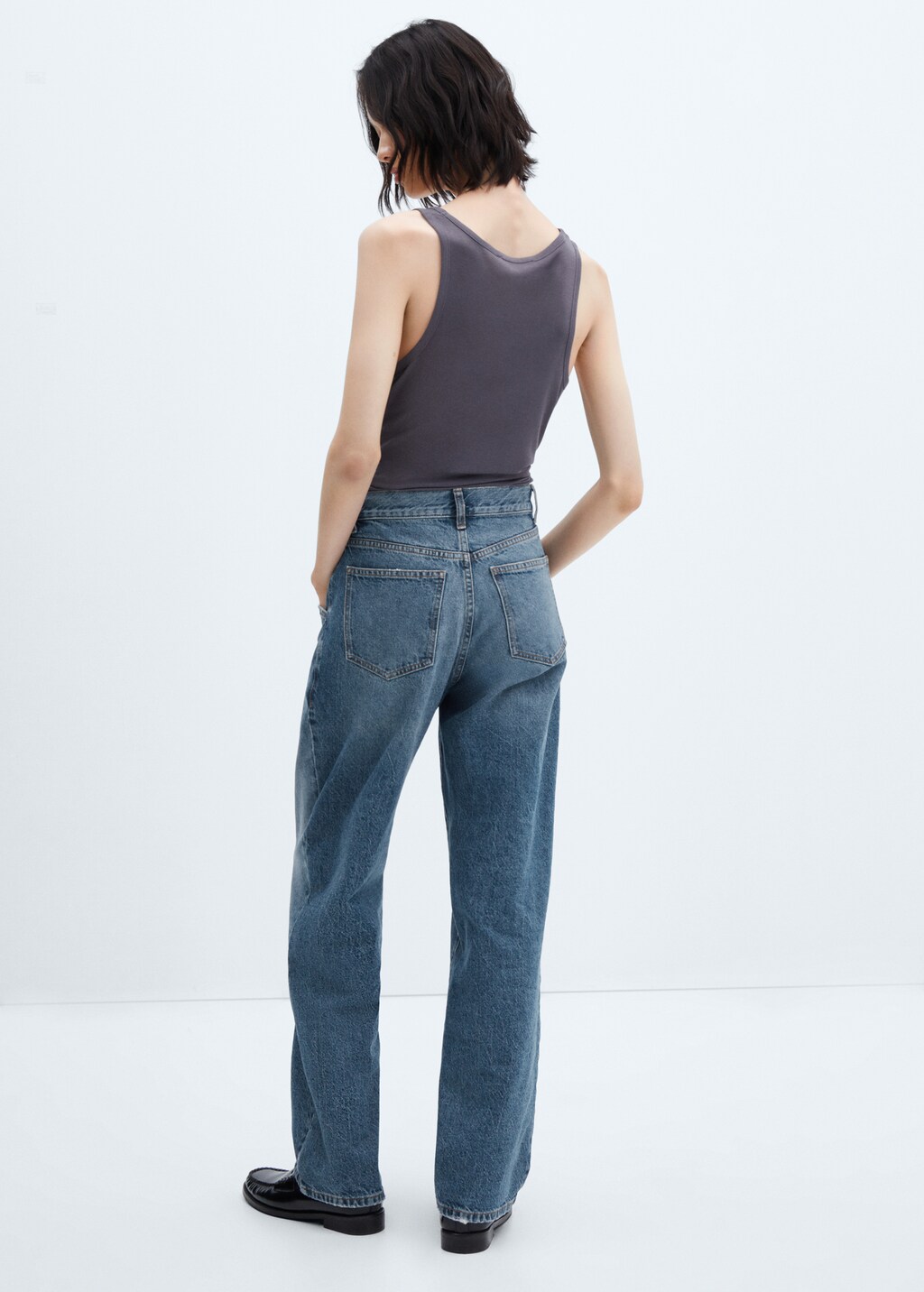 High-waist wideleg jeans with seams - Reverse of the article