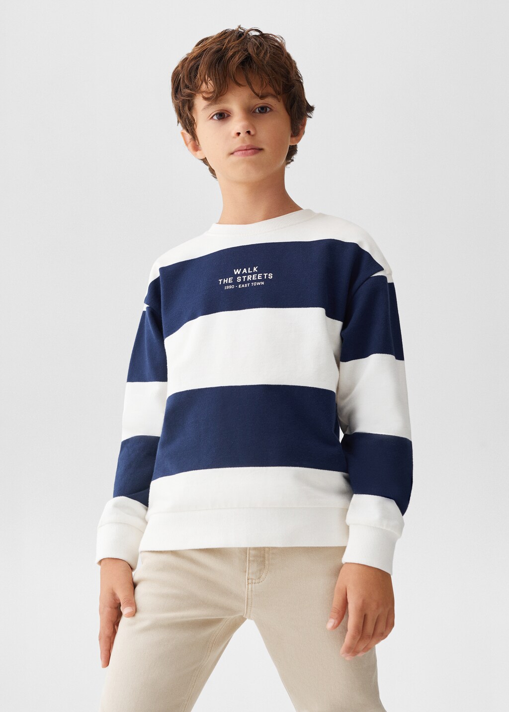 Striped cotton-blend sweatshirt - Medium plane