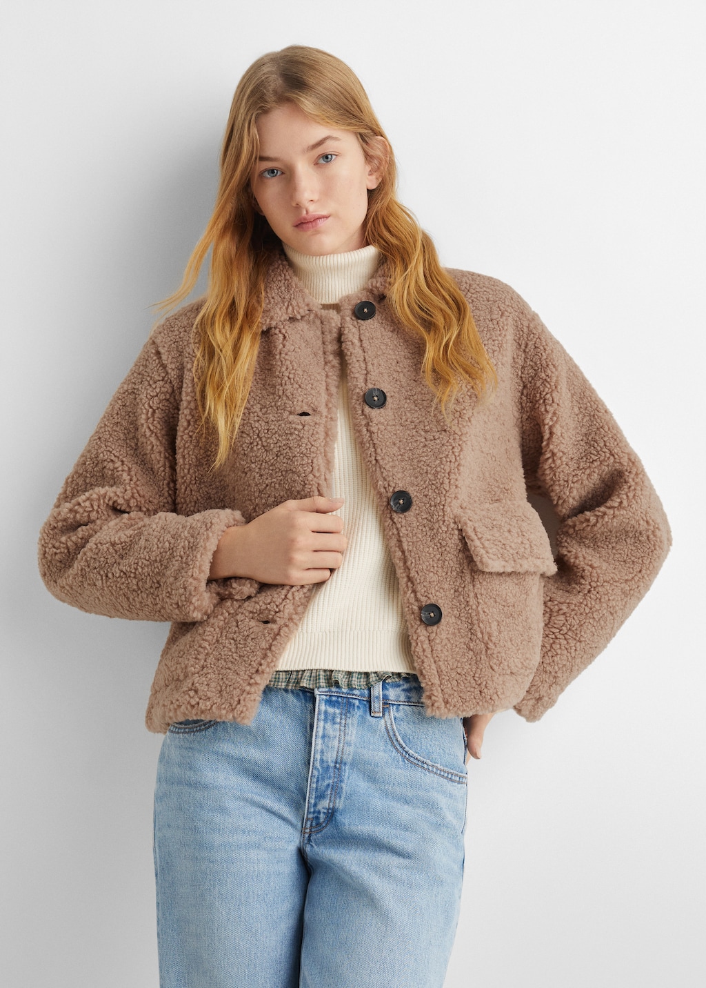 Shearling-effect coat - Medium plane