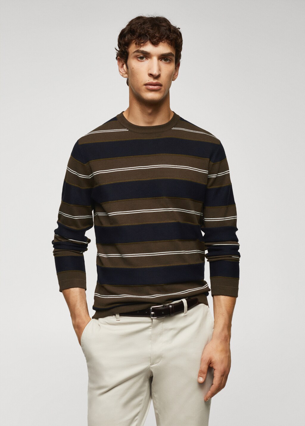 Fine-knit striped sweater - Medium plane