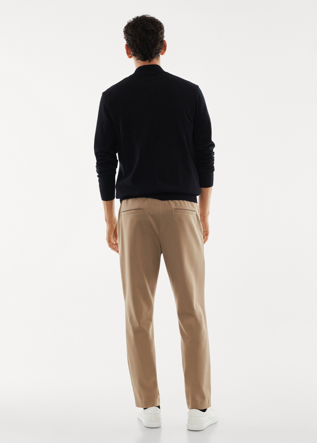 100% merino wool sweater with zip collar - Reverse of the article