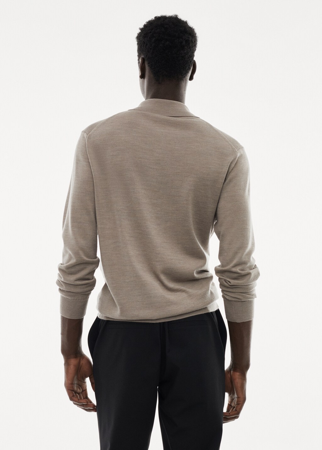 100% merino wool long- sleeved polo shirt - Reverse of the article