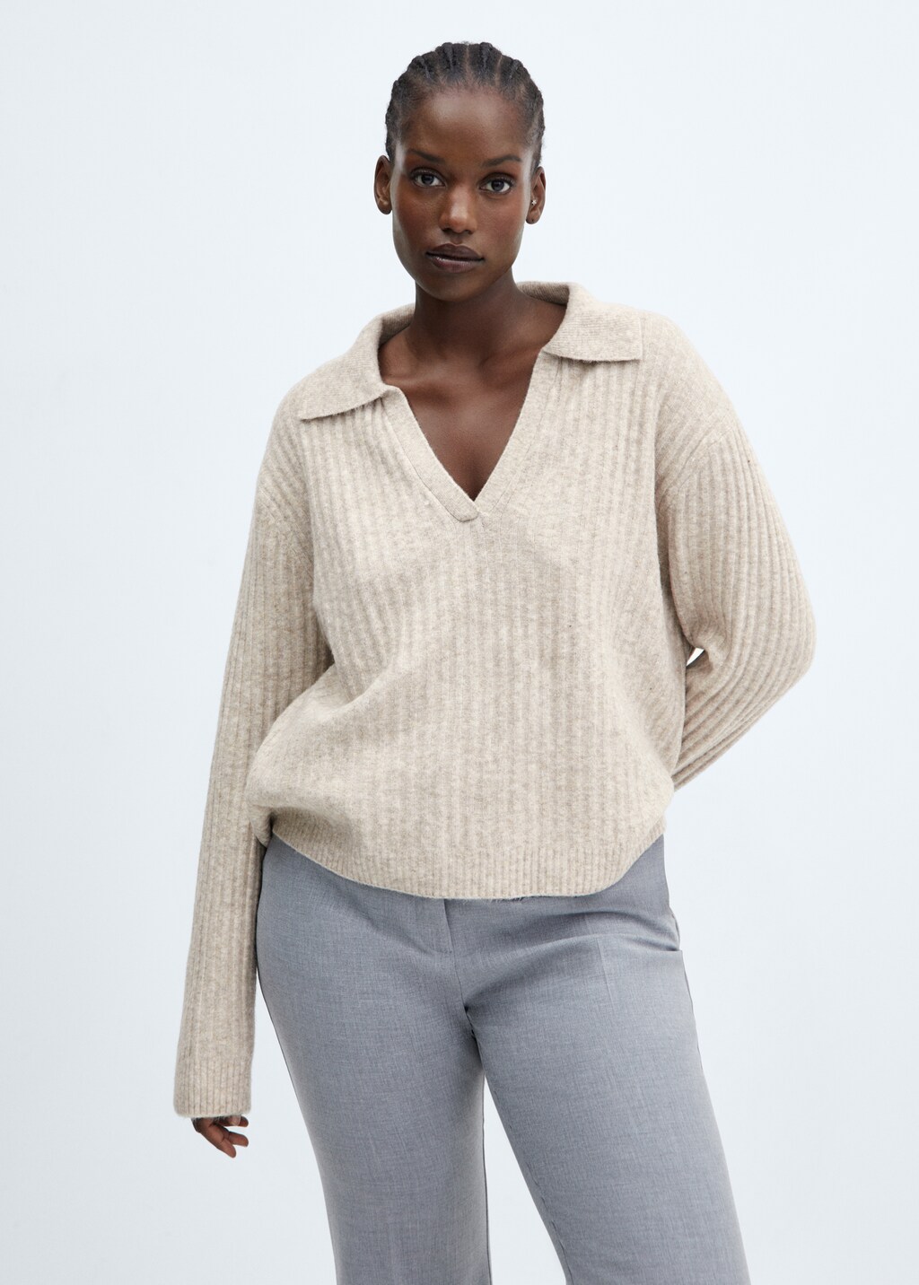 V-neck ribbed knit sweater - Details of the article 5