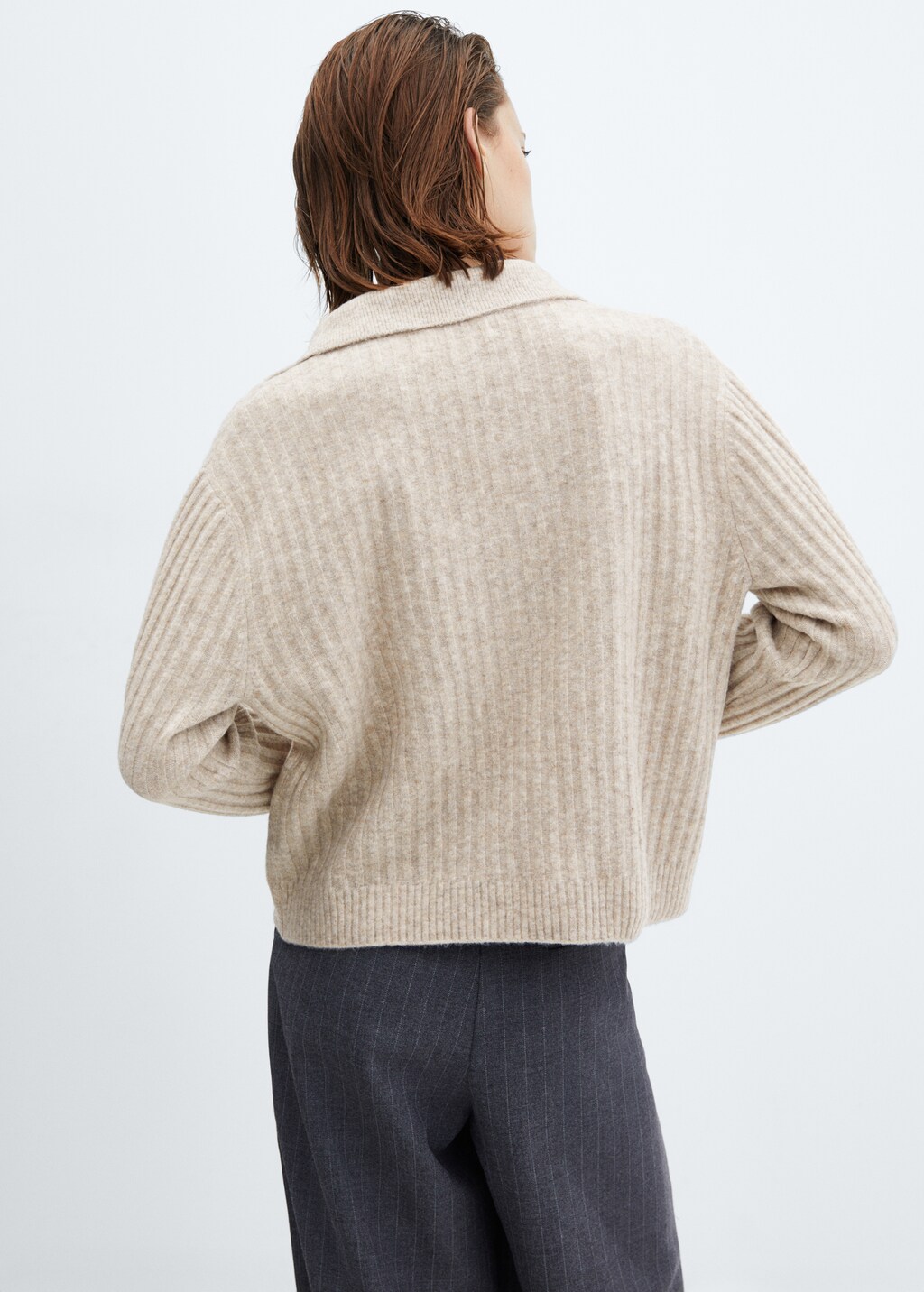 V-neck ribbed knit sweater - Reverse of the article