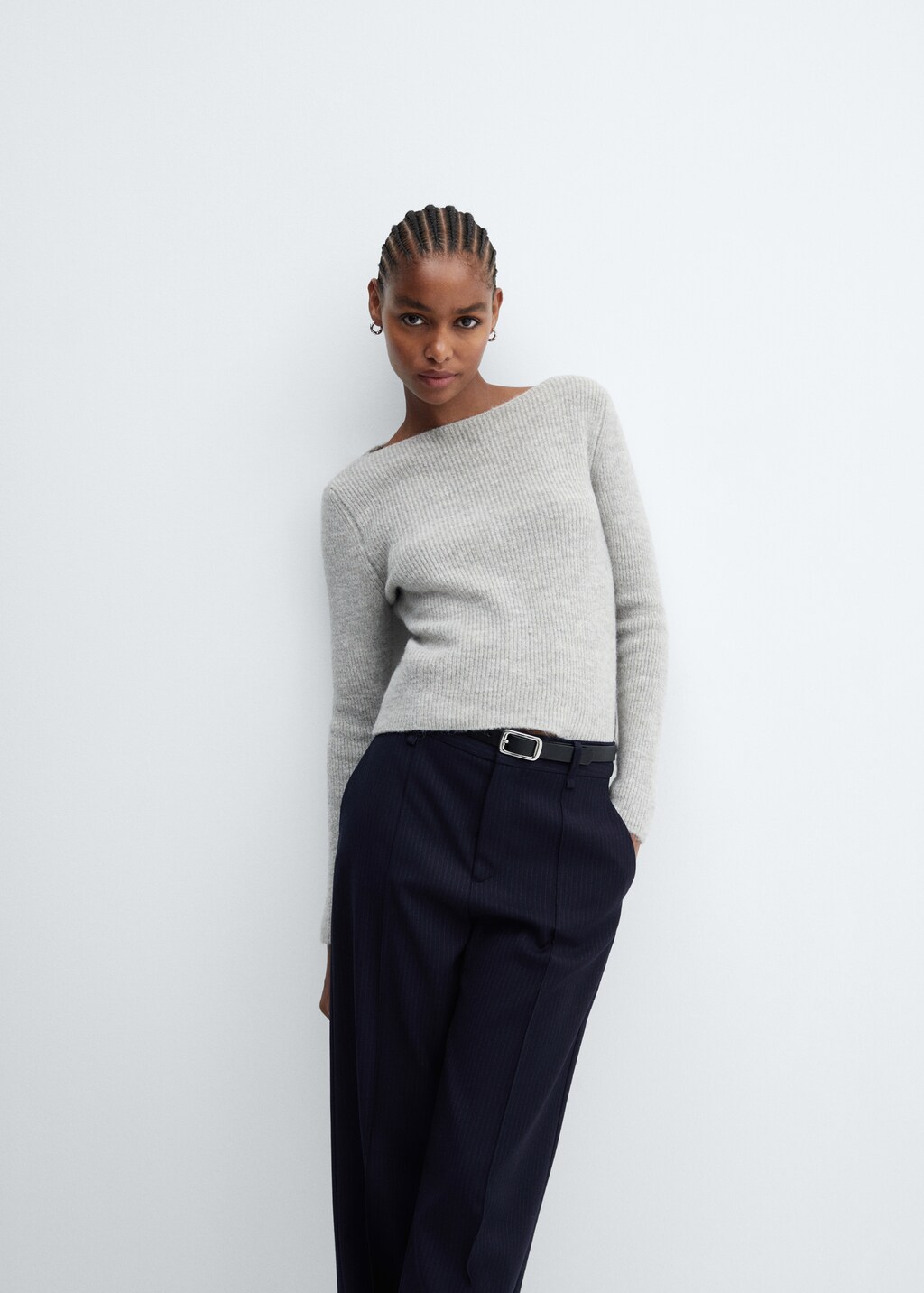 Boat-neck knitted sweater - Details of the article 2