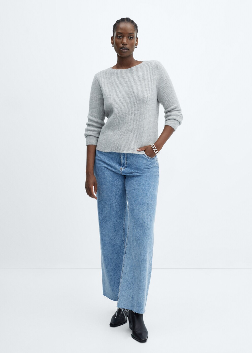 Boat-neck knitted sweater - Details of the article 3