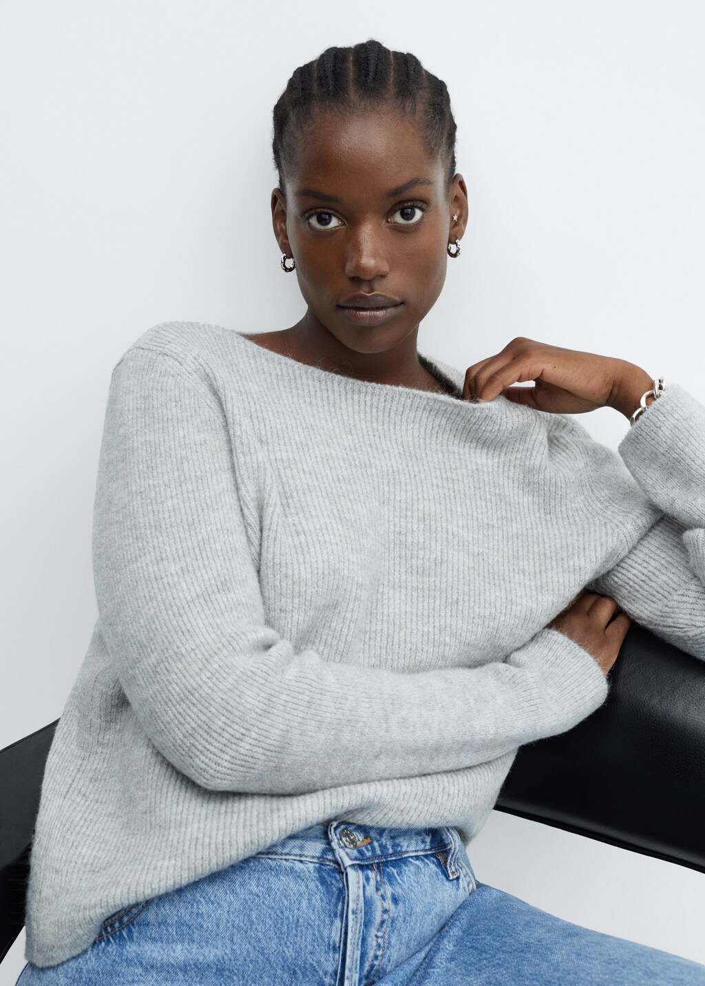 Boat-neck knitted sweater - Details of the article 4