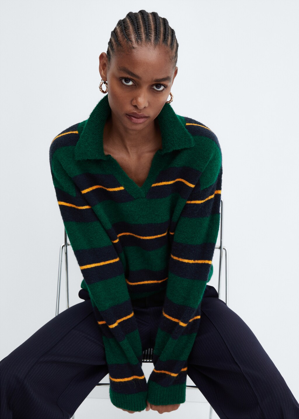 Striped polo-neck sweater - Details of the article 2