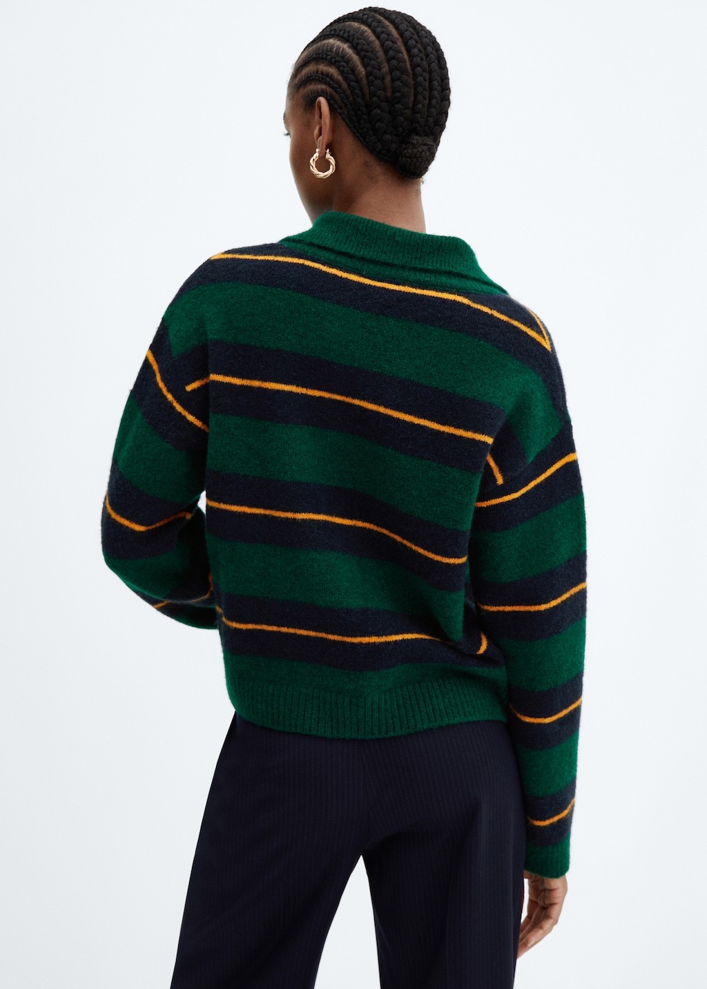 Striped polo-neck sweater - Reverse of the article