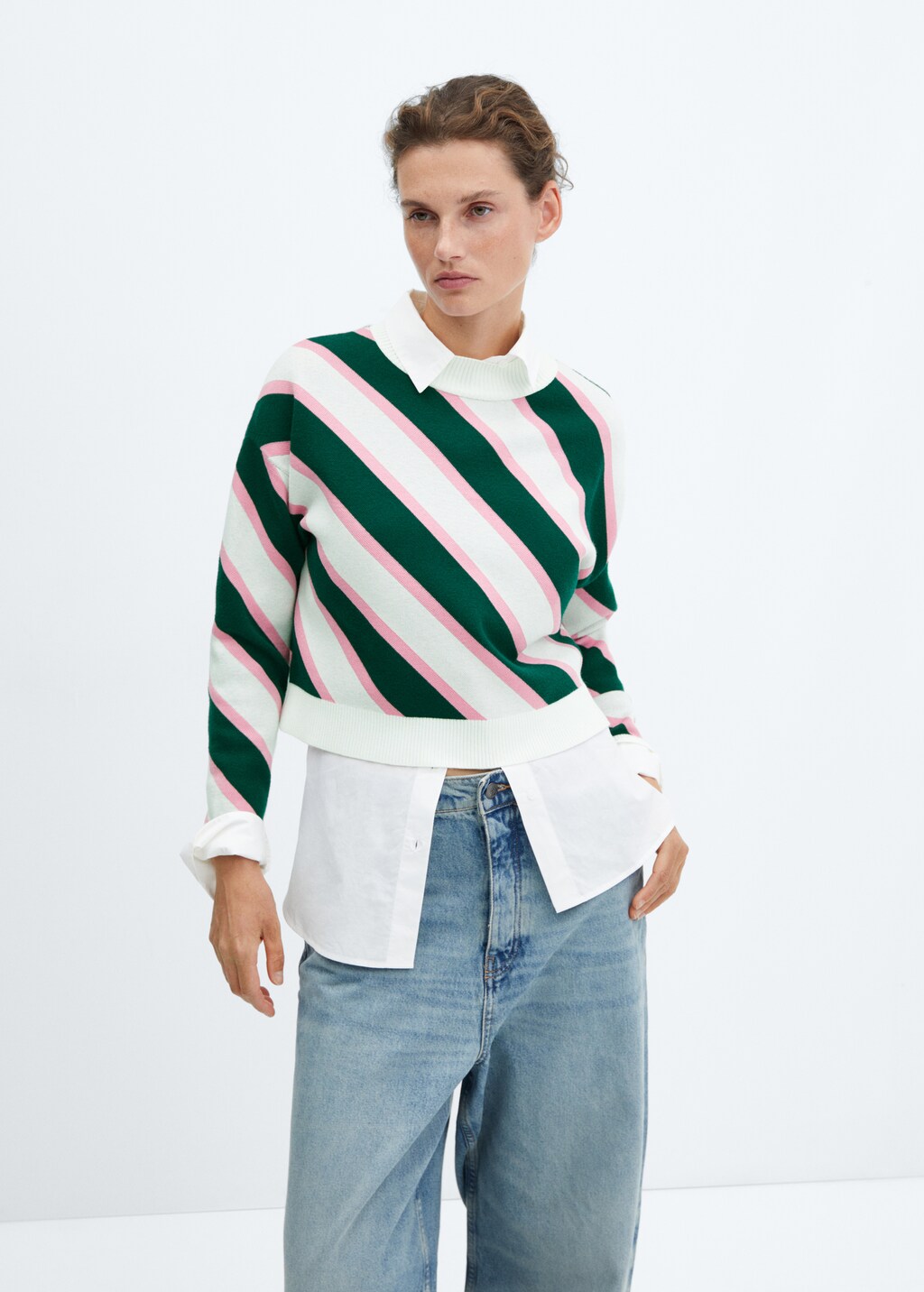 Diagonal-striped sweater - Medium plane