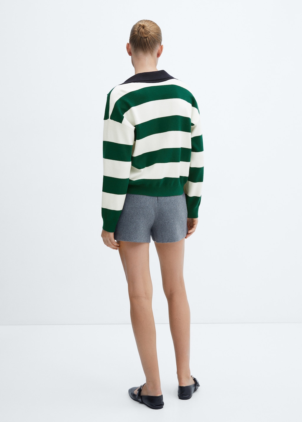 Striped polo-neck sweater - Reverse of the article