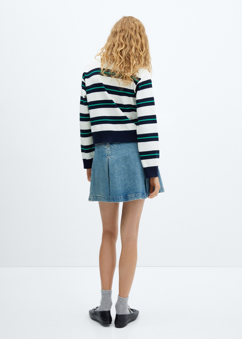 Striped polo-neck sweater - Reverse of the article