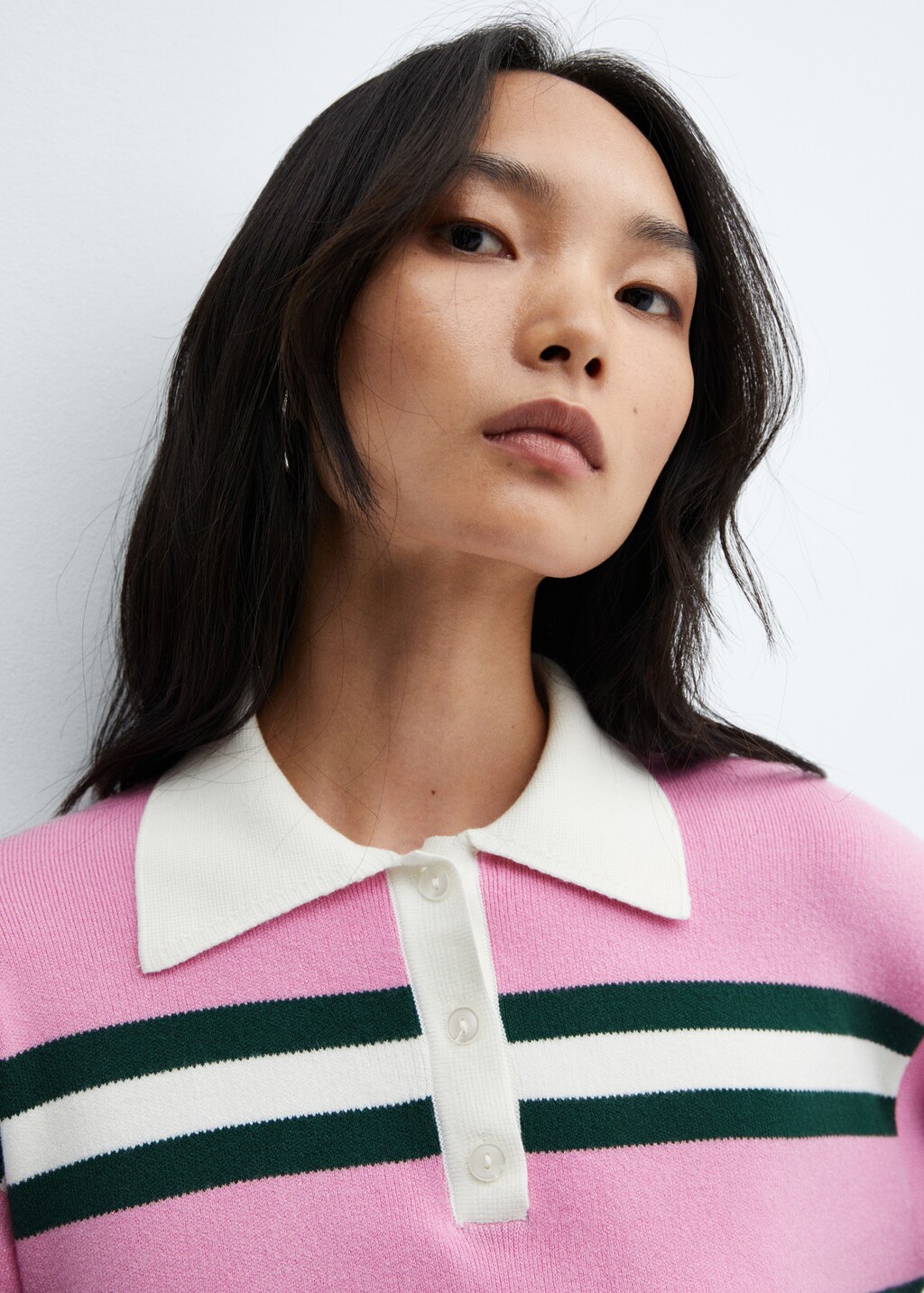 Striped polo-neck sweater - Details of the article 1