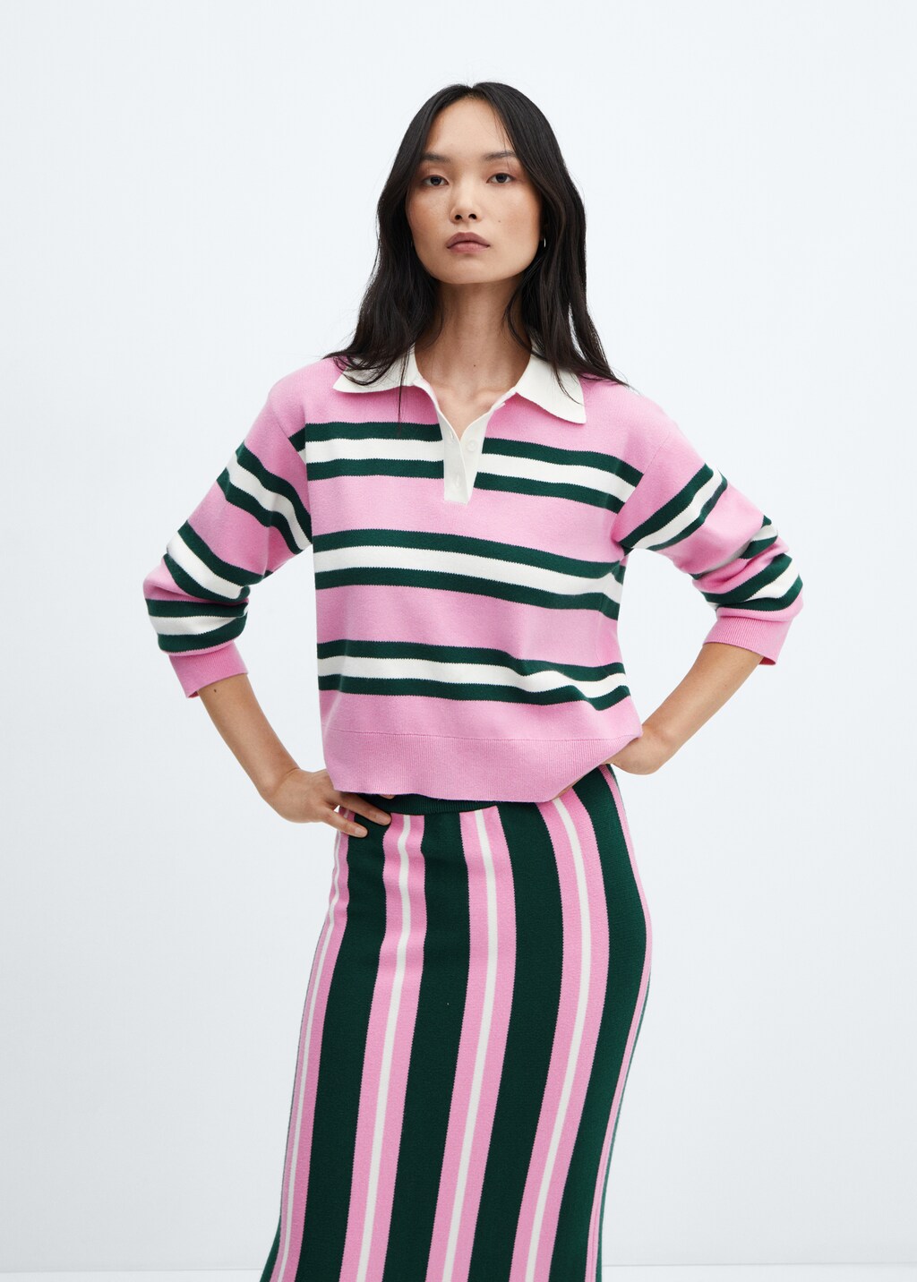 Striped polo-neck sweater - Details of the article 2