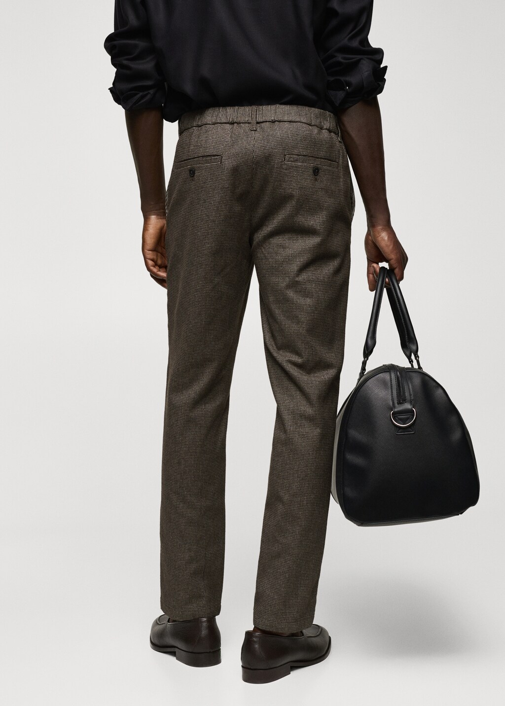 Slim-fit cotton micro-houndstooth slim-fit trousers - Reverse of the article