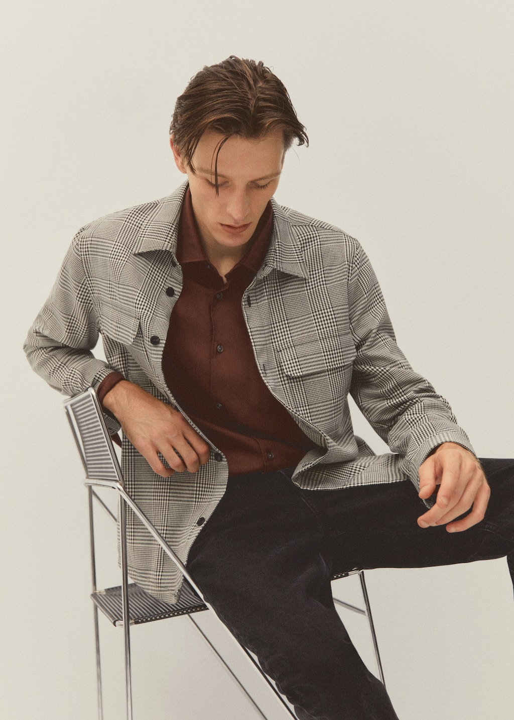 Regular-fit Prince of Wales check overshirt - Details of the article 5