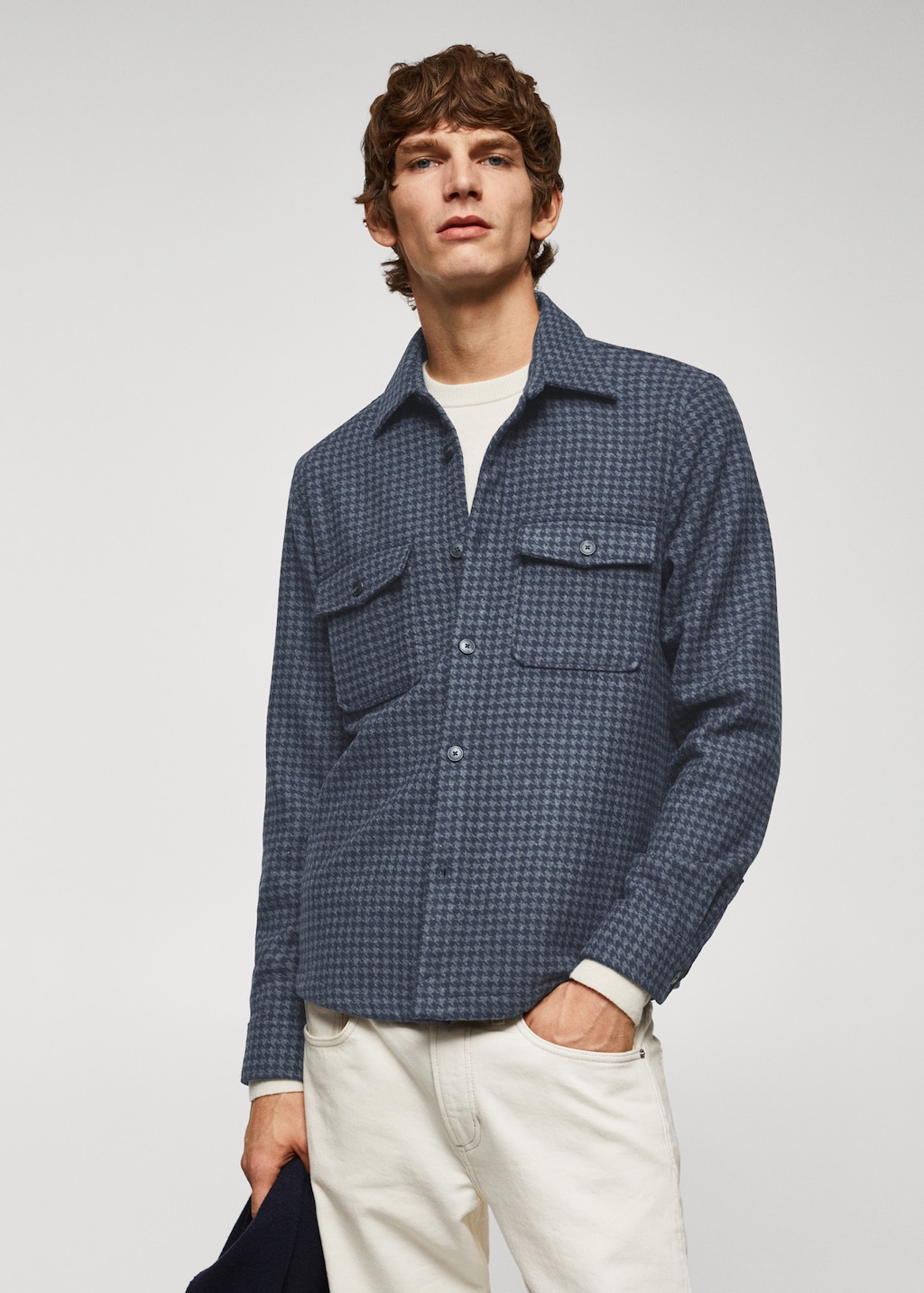 Houndstooth wool overshirt - Medium plane