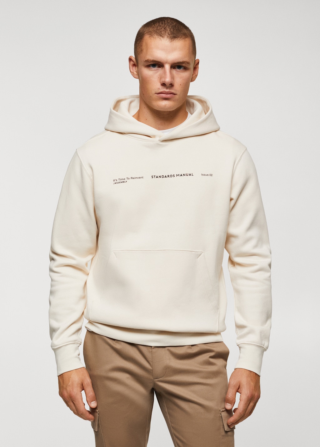 Cotton hooded sweatshirt text - Medium plane