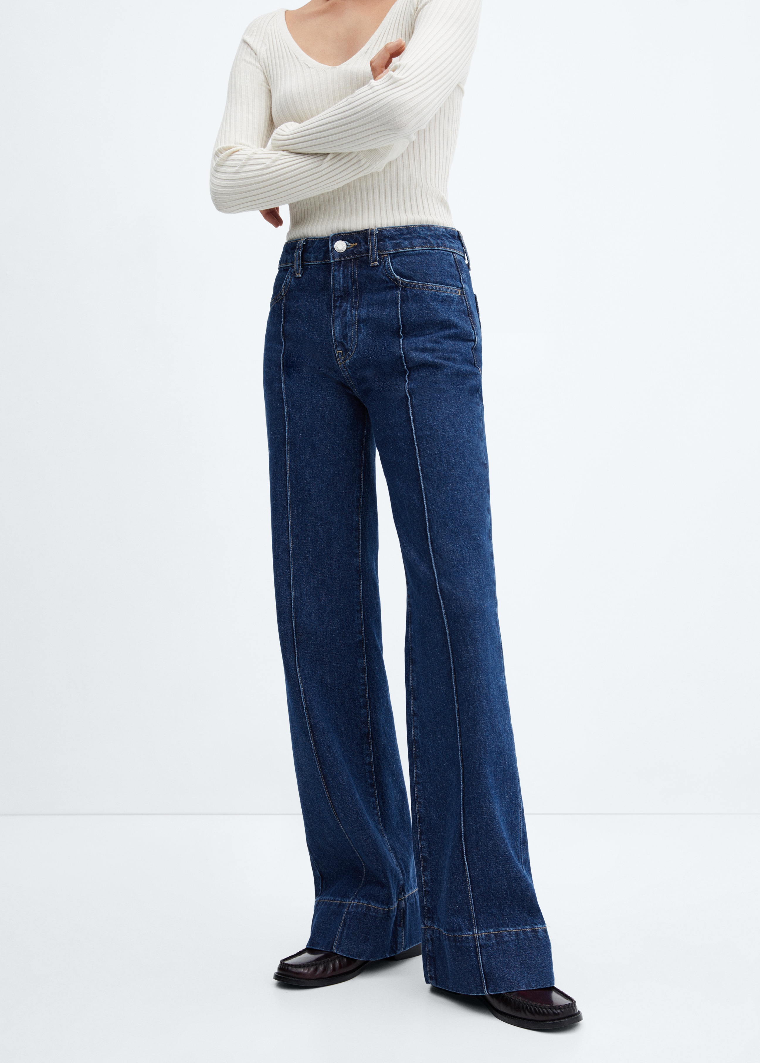 Wideleg jeans with decorative seams - Medium plane