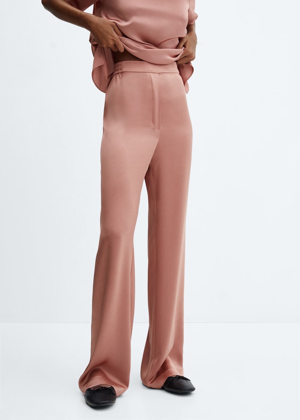 Satin trousers with elastic waist