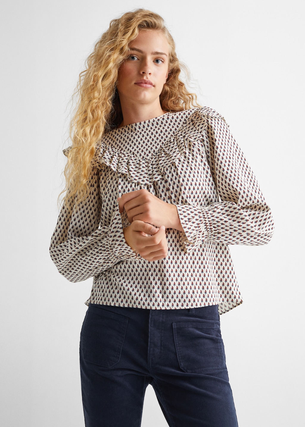 Ruffles printed blouse - Medium plane