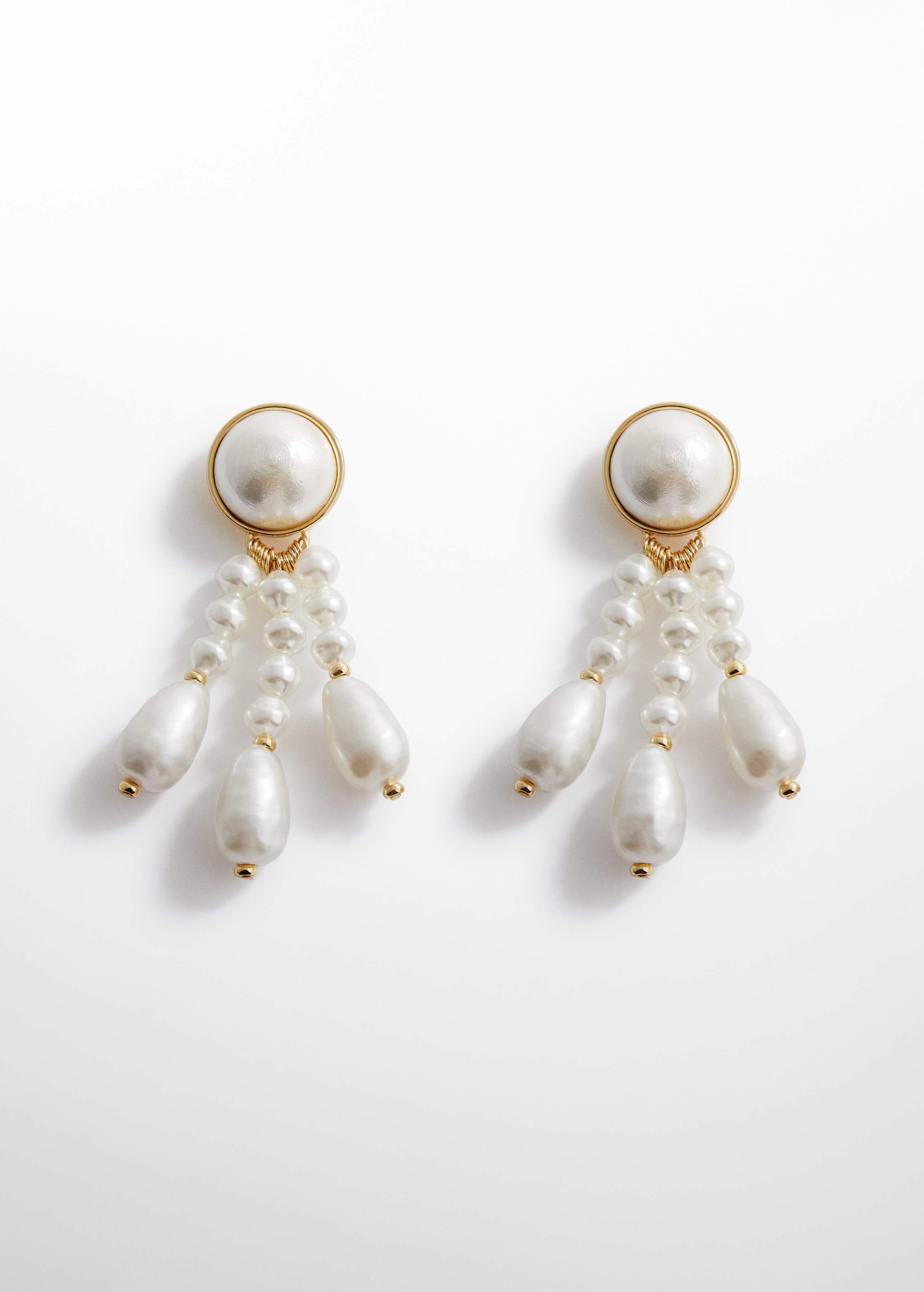 Dreireihige Ohrringe mit Perlenanhänger - Artikel ohne Model