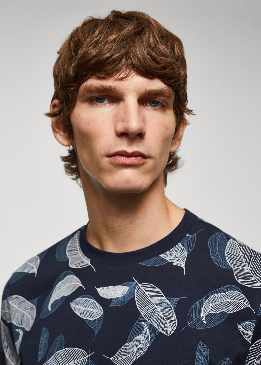 Leaf-print cotton T-shirt - Details of the article 1