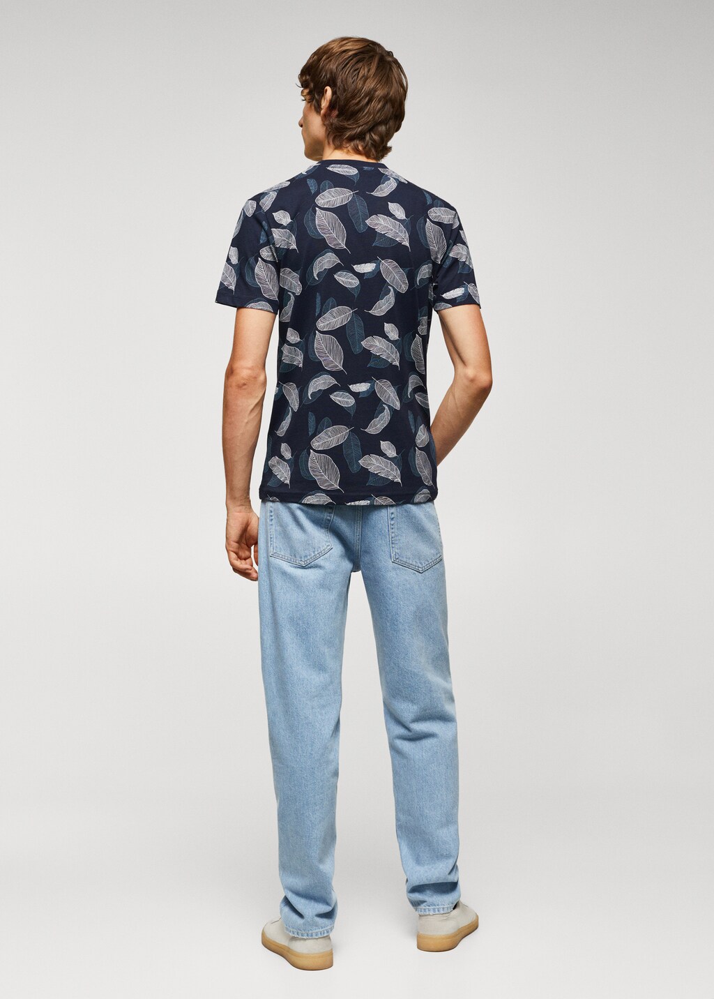 Leaf-print cotton T-shirt - Reverse of the article