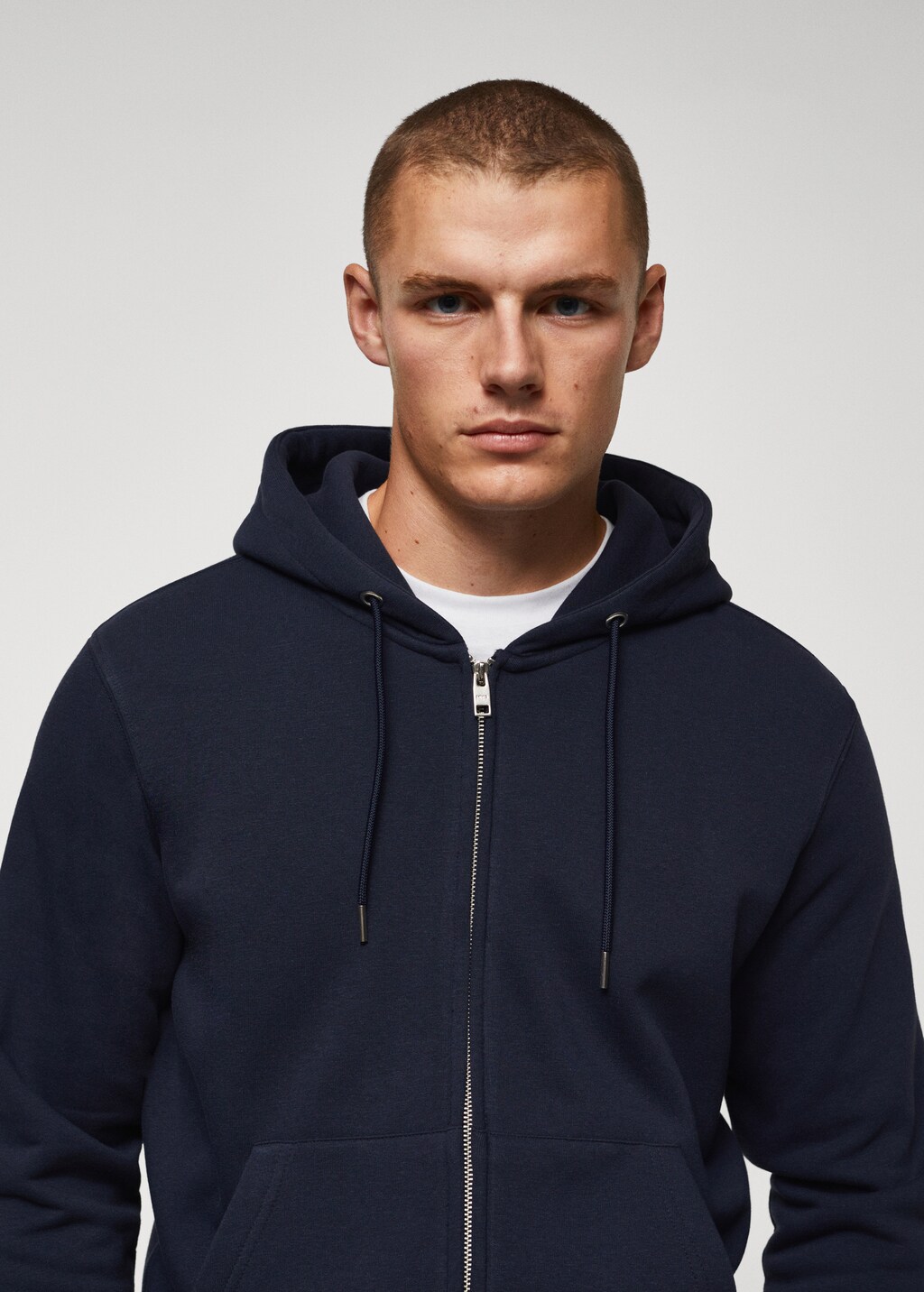 2024 Men’s Dark Blue Zip-Up Hoodie With Pocket Patch Detail