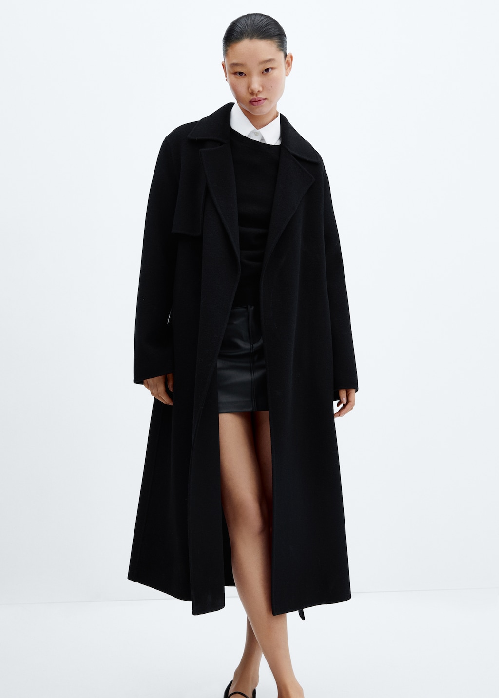 Mango black wool coat best sale