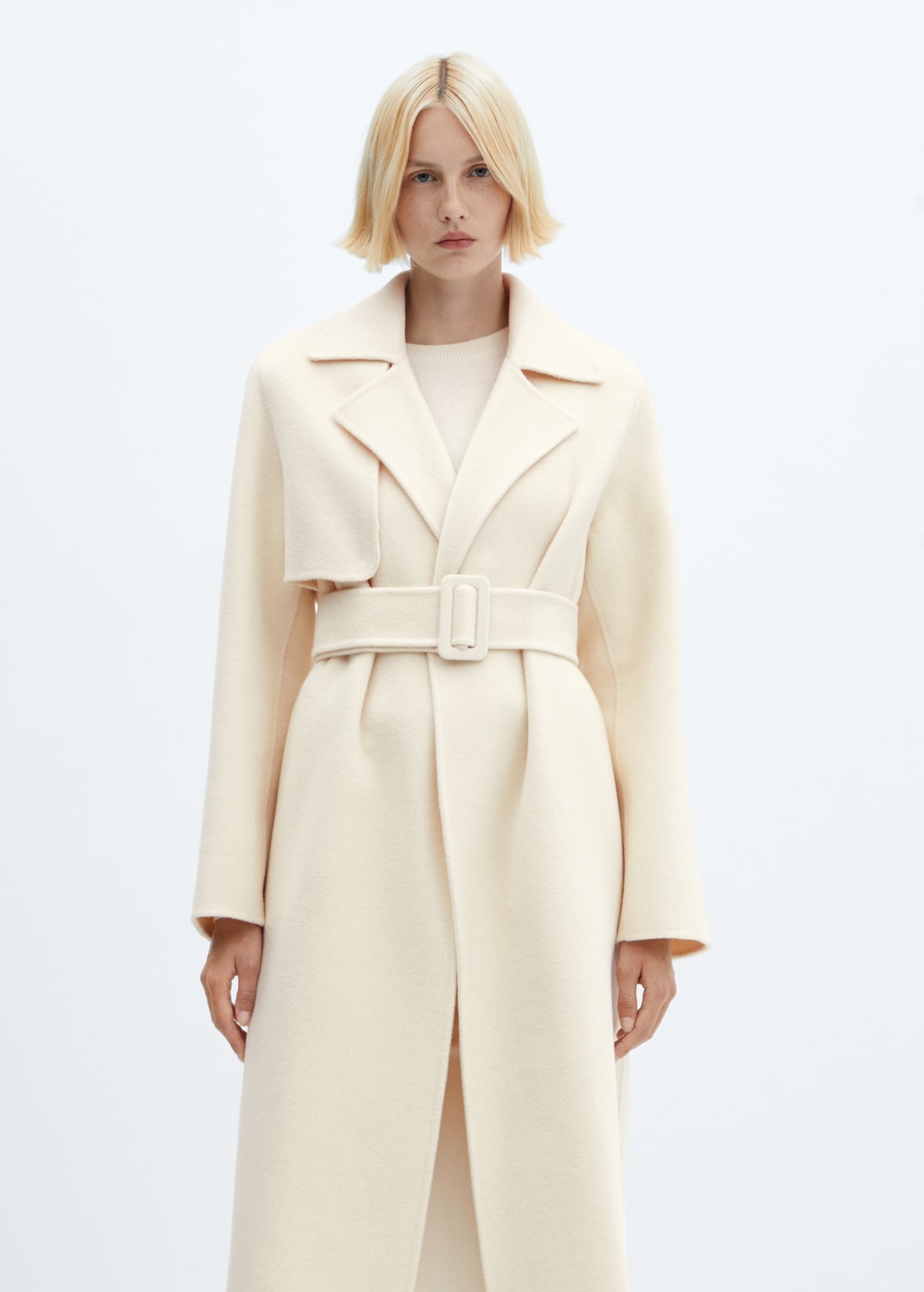 Wool coat with handmade belt