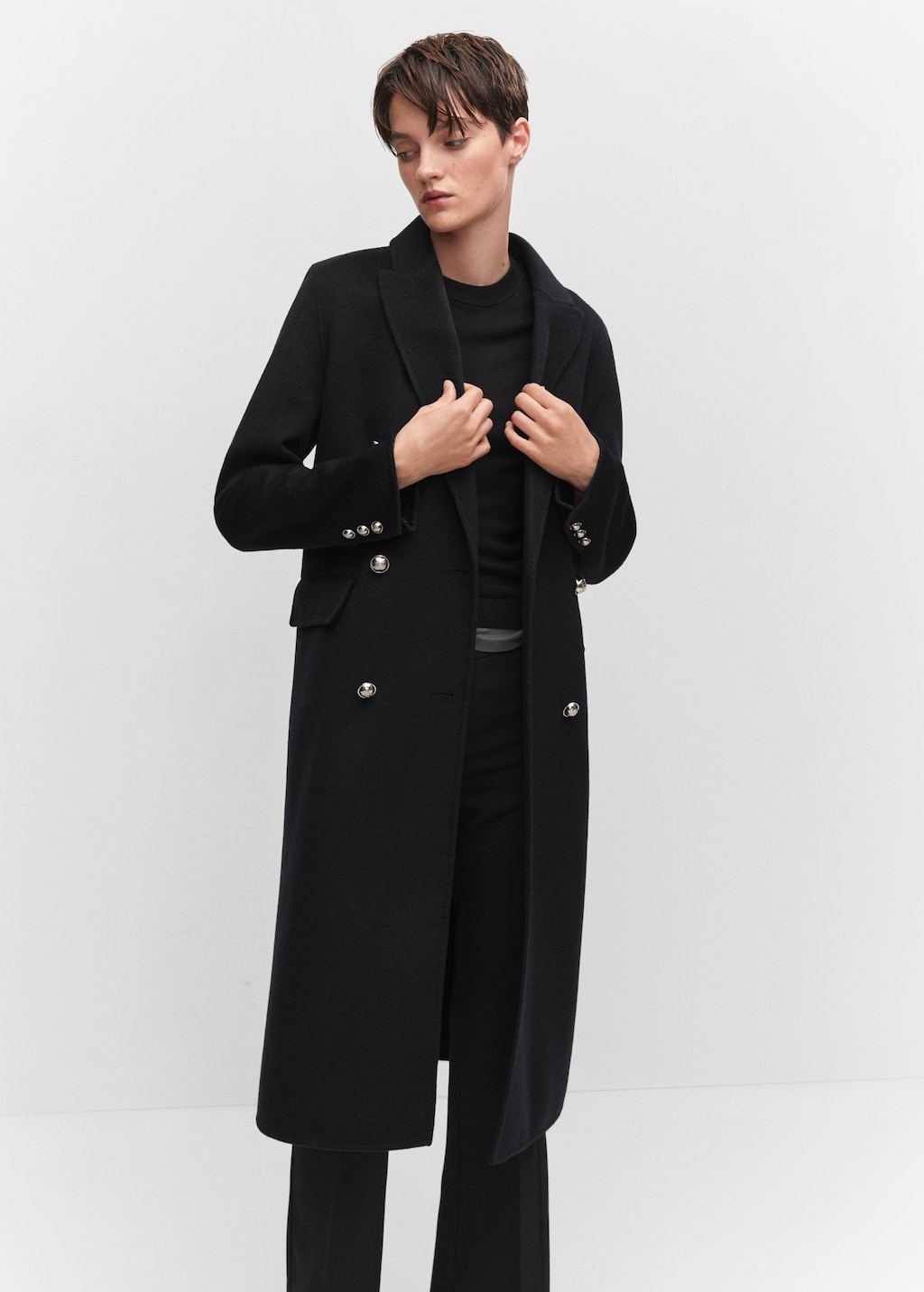 Handmade buttoned wool coat - Medium plane