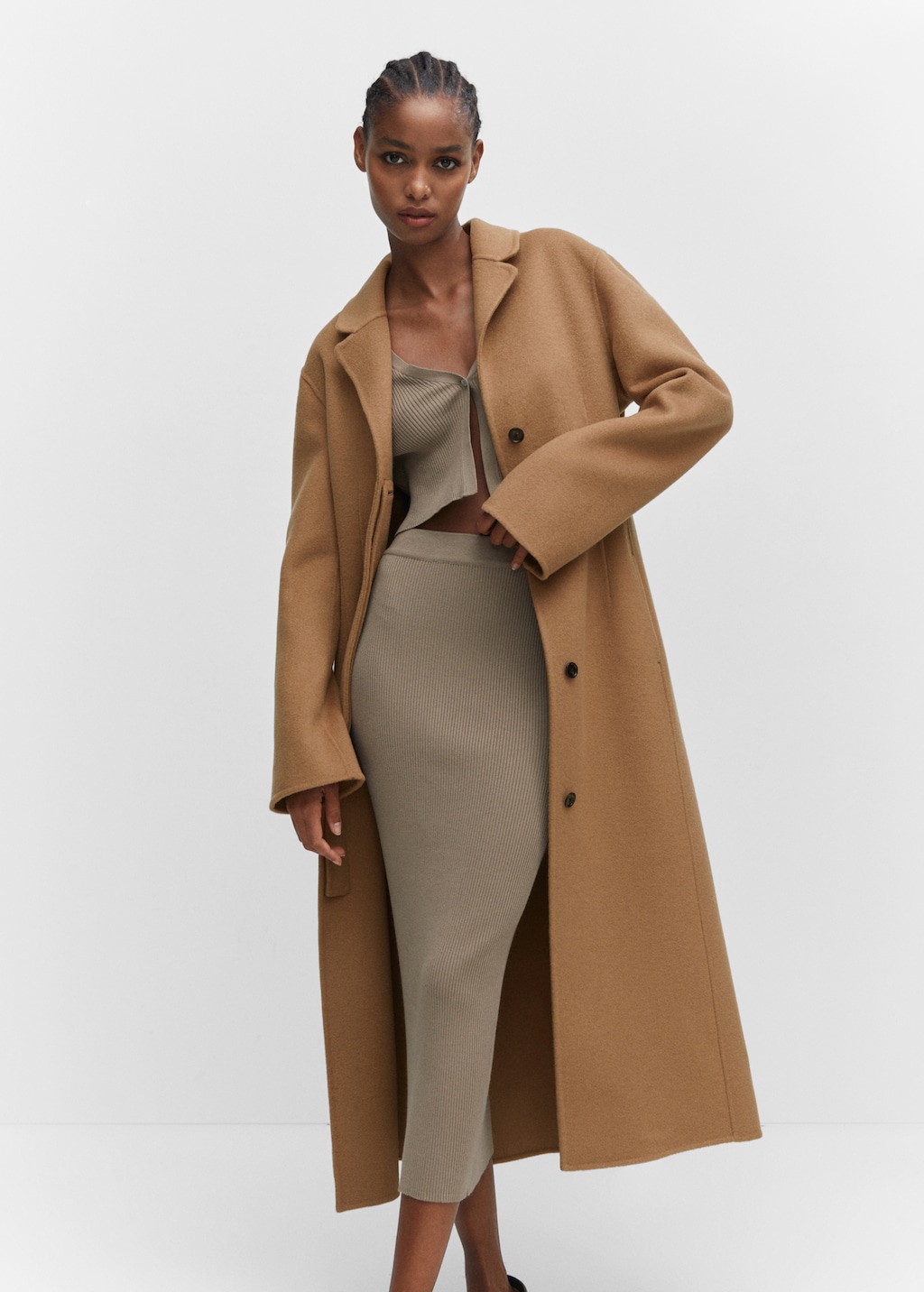 Long fitted wool coat online