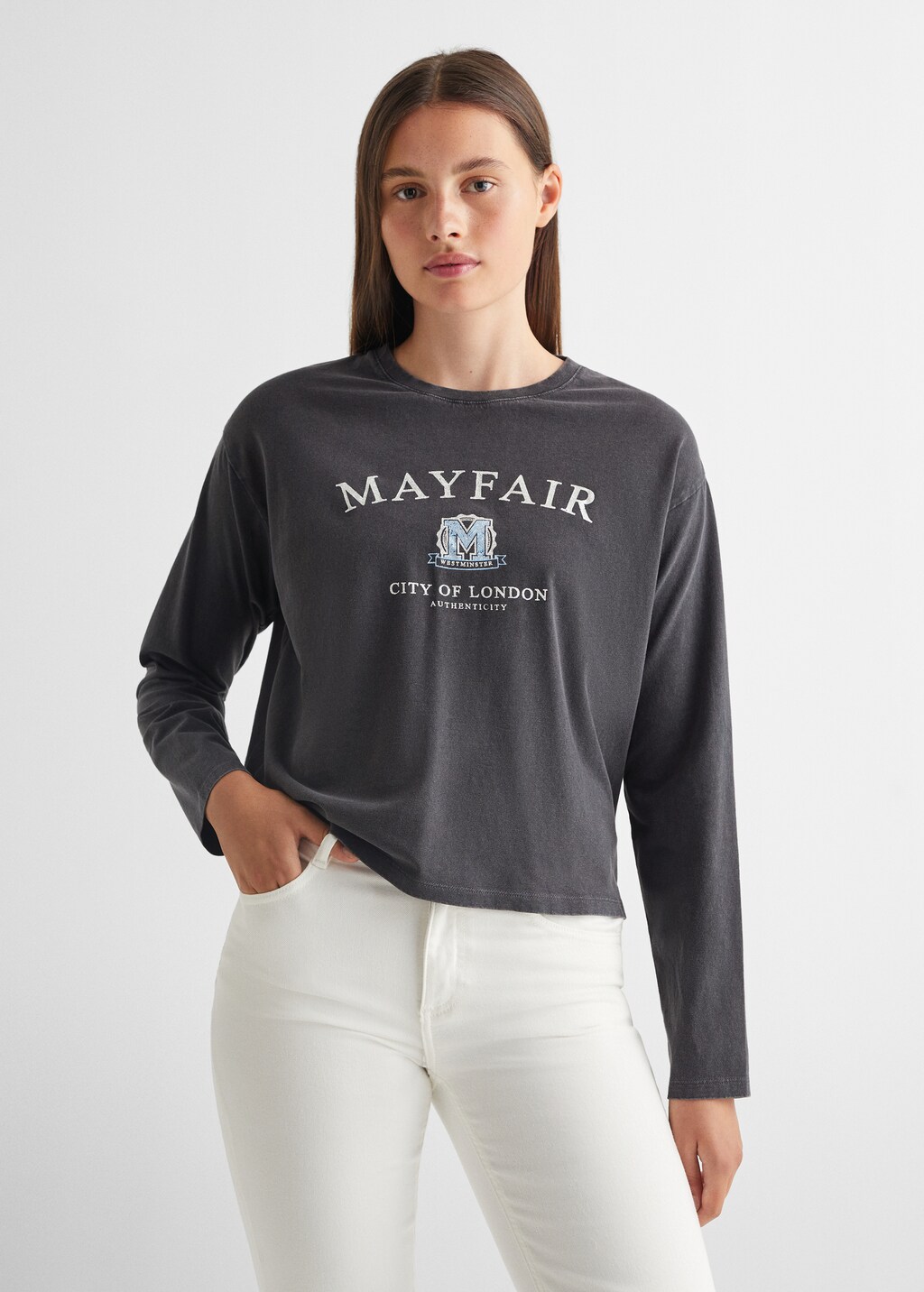 Long-sleeved t-shirt with message - Medium plane