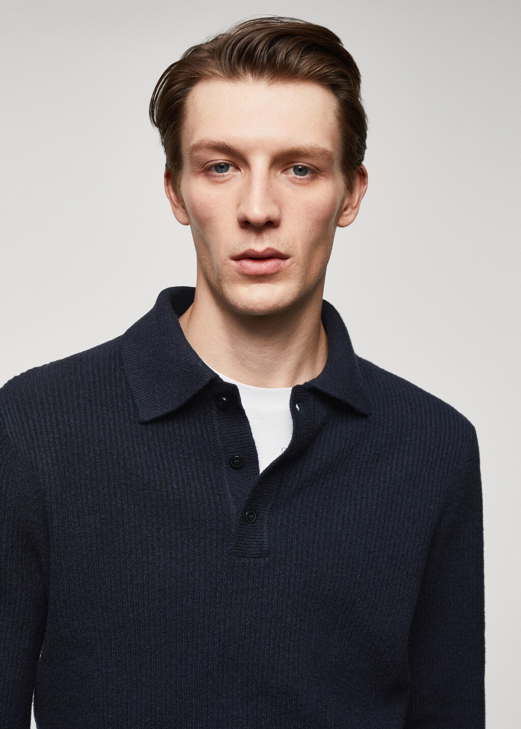 Ribbed knit polo shirt - Details of the article 1