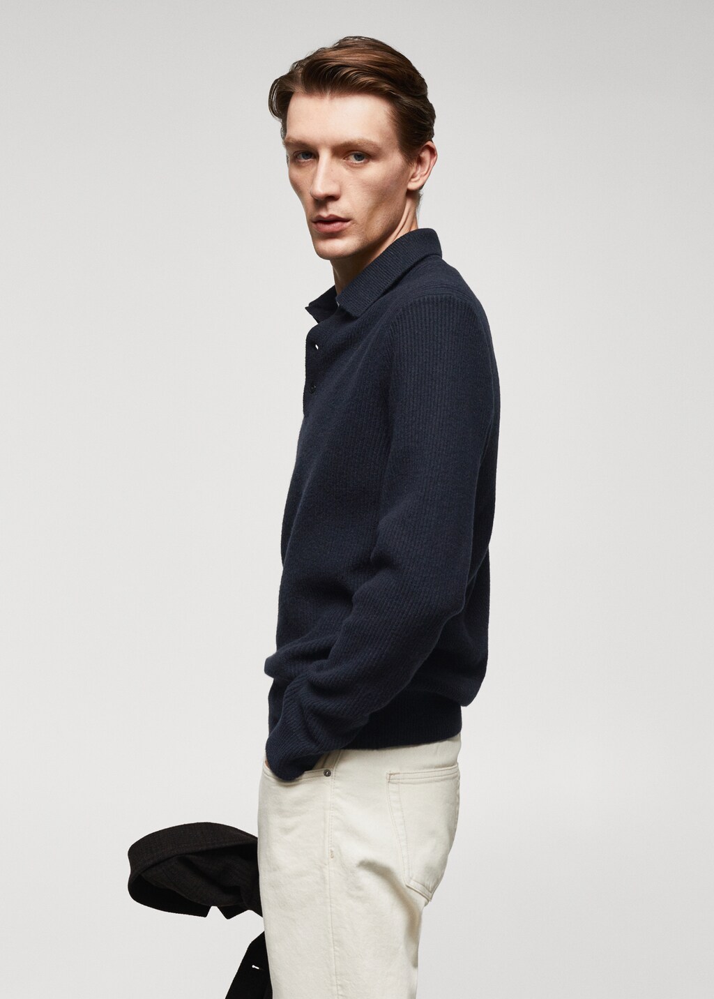 Ribbed knit polo shirt - Details of the article 2